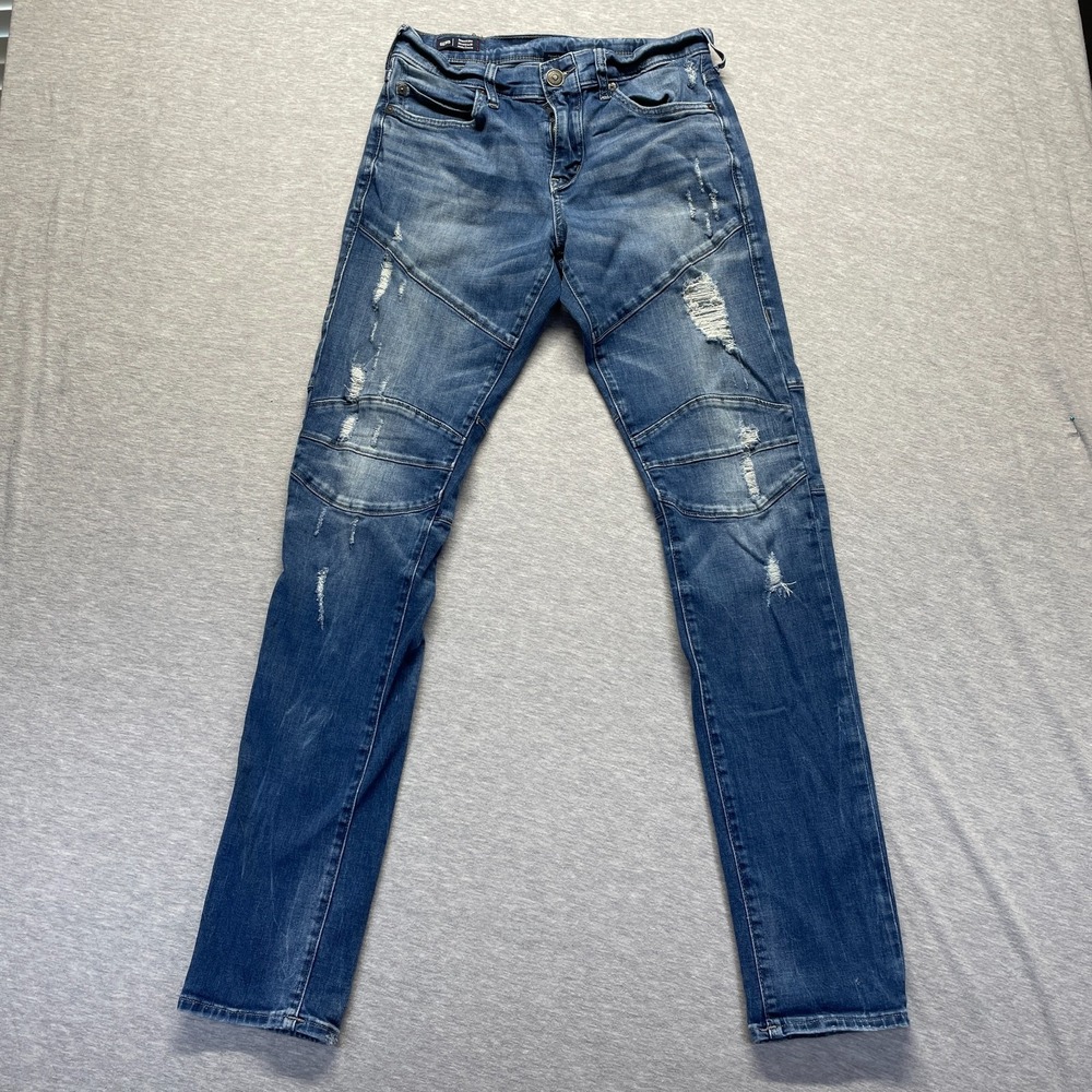 True Religion Geno Jeans Womens 28 Blue Denim Relaxed Slim Skinny Leg Distressed